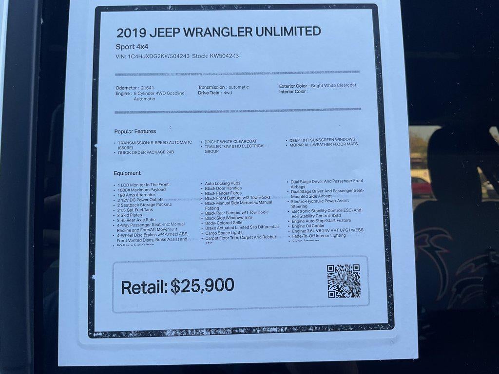 2019 Jeep Wrangler Unlimited Sport 4x4