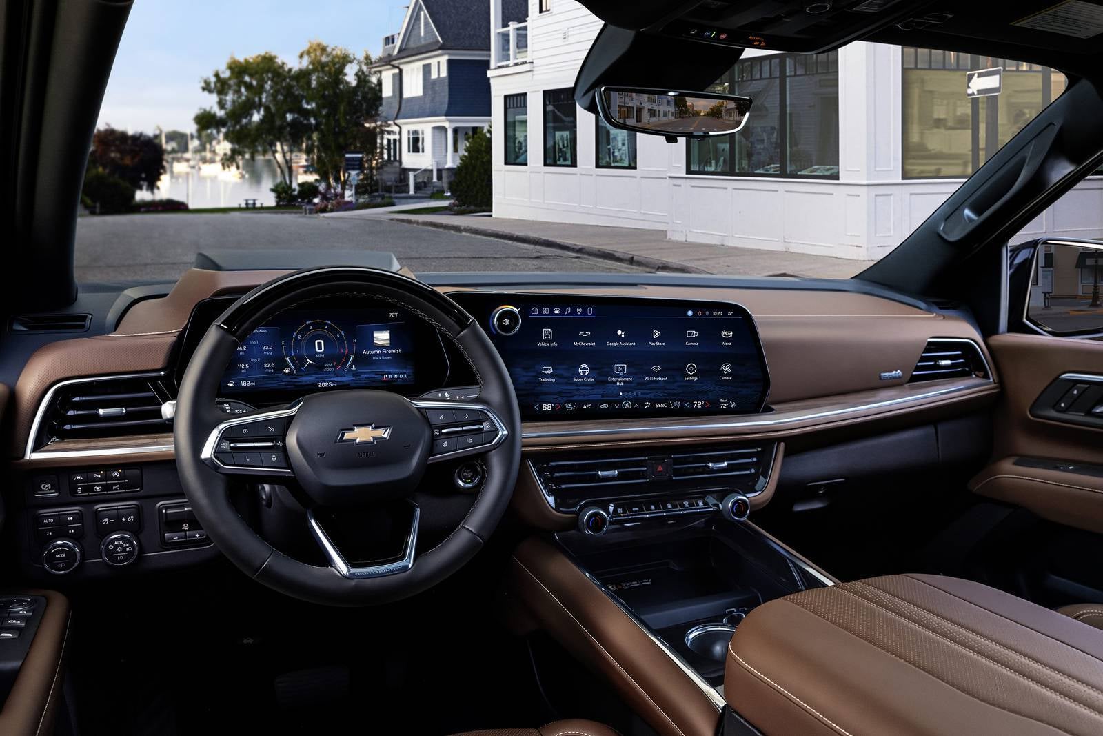 The front dash of a suburban.