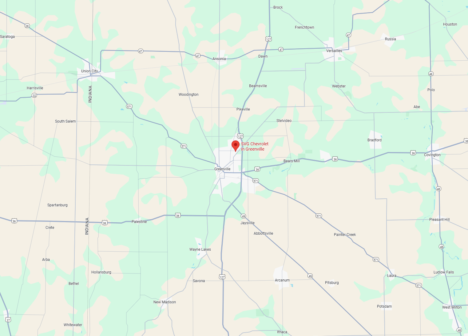 map with svg chevrolet listed